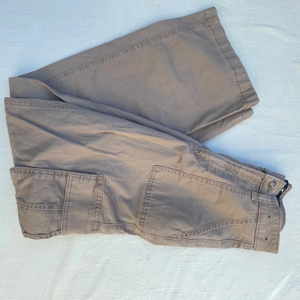 Hollister Pants Women 23R 000R Ultra High-Rise Baggy Wide Leg Khaki Cargo Pants